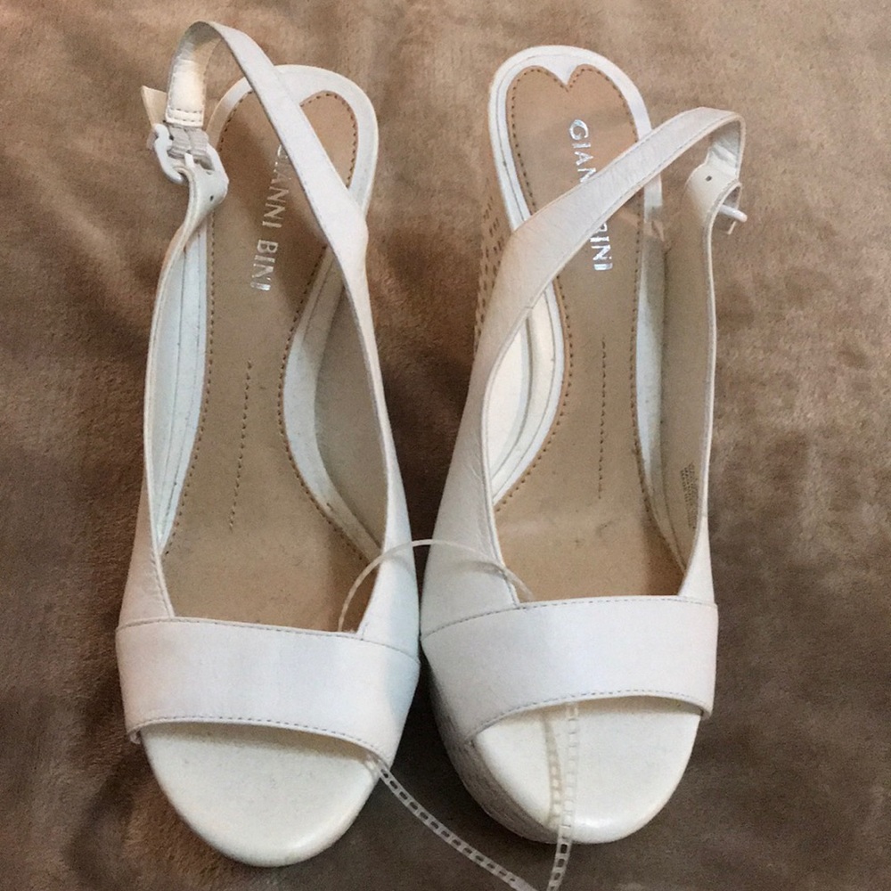 White wedge heels